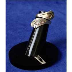 STERLING SILVER RING WITH ABALONE INLAY SIZE 6