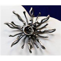 LARGE STERLING SILVER WIRE WRAP SUN BROOCH 24G