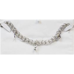 925 SILVER CHARM BRACELET WITH 3 CHARMS 8"