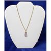Image 1 : GOLD TONE NECKLACE WITH AMETHYST PENDANT, 16"