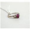 Image 1 : 18K ASIAN RING WITH RUBY CENTRE STONE AND OFFSET