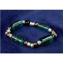 BLUE GLASS ART BRACELET