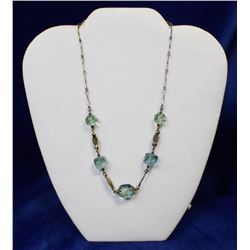 SILVER AND STONE FASHION NECKLACE, 16"