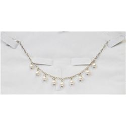 925 SILVER AND FAUX PEARL NECKLACE 7"