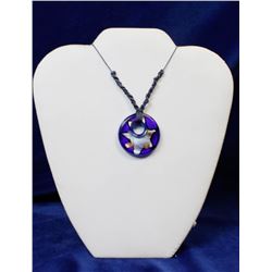 BLOWN GLASS BLUE PENDANT NECKLACE