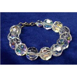 VINTAGE CRYSTAL BEADED BRACELET, 7"