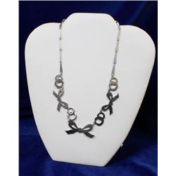 GERMAN STAINLESS BOW LINK NECKLACE, 16"
