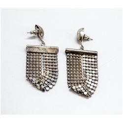 SILVER TONE MESH LOOP EARRINGS