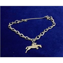 925 SILVER FIGURE 8 CHAIN W HORSE CHARM 7"