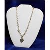 Image 1 : 925 SILVER CIRCLE LINK NECKLACE W HEART 16"