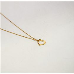 10K GOLD HEART PENDANT ON 10K DECORATIVE LINK, 15"
