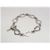 Image 1 : 14K WHITE GOLD HEART LINK BRACELET 7.5"
