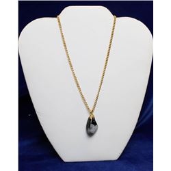 GOLD TONED 14"  NECKLACE WITH TUMBLED STONE