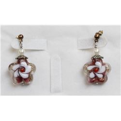 GLASS FLORAL DROP EARRINGS