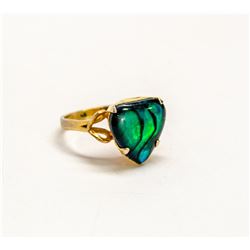GOLD TONE RING WITH GREEN STONE SIZE 9.5