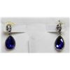 Image 1 : SILVER WITH BLUE STONE DROP EARRINGS