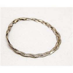 925 SILVER BRAIDED HERRINGBONE BRACELET 7.5"