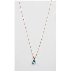 10K GOLD WITH BLUE TOPAZ NECKLACE 16"
