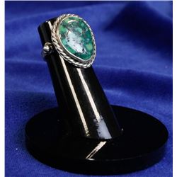 STERLING SILVER RING WITH MALACHITE STONE SIZE