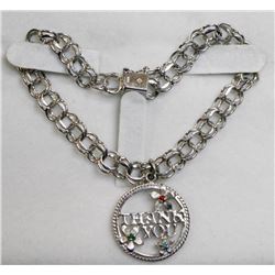 925 SILVER CHARM BRACELET WITH ONE CHARM 7.5"