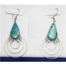 SILVER AND TURQUOISE DROP EARRINGS