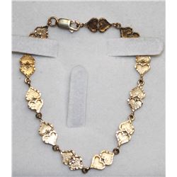 10K DOUBLE HEART BRACELET 7.5"