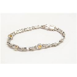 925 SILVER AND CITRINE BRACELET  7.5"