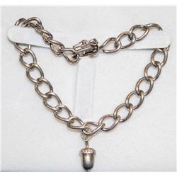 STERLING SILVER 8" LINK BRACELET W ACORN CHARM