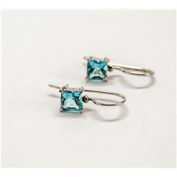 925 SILVER BLUE TOPAZ DROP EARRINGS