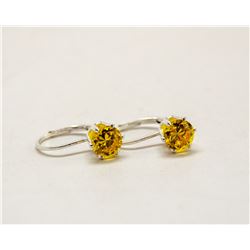 925 SILVER EARRINGS WITH VIBRANT YELLOW STONES