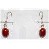 Image 1 : 925 SILVER RED JADE DROP EARRINGS