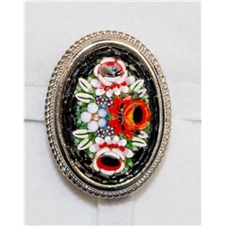 ITALIAN MICRO MOSAIC BROOCH FLORAL