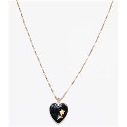 30" 925 SILVER BOX CHAIN W BLACK HEART PENDANT