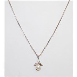 14.5" STERLING CHAIN W FAUX PEARL PENDANT