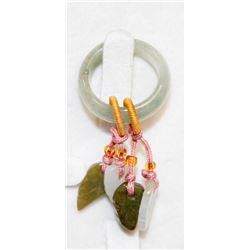 CARVED JADE RING WITH JADE PENDANTS SIZE 6.5