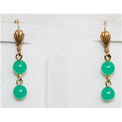 GREEN BEADED DROP EARRINGS