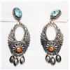 Image 1 : STERLING SILVER TURQUOISE AND ORANGE DROP