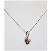 Image 1 : 10K WHITE GOLD BOX CHAIN W RUBY AND DIAMOND