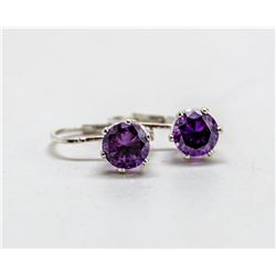 925 SILVER EARRINGS WITH VIBRANT PURPLE GEMS
