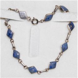 925 SILVER W DENIM BLUE FLAKE STONE LINKS 7.5"