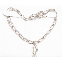 8" STERLING SILVER CHARM BRACELET W UNICORN CHARM