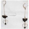 Image 1 : 925 SILVER WIRE WRAP BLACK BEAD EARRINGS