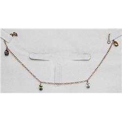 9" 925 SILVER ANKLET WITH COLORED STONES