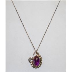STERLING SILVER AMETHYST 15" NECKLACE