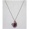Image 1 : STERLING SILVER AMETHYST 15" NECKLACE