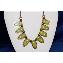 ORNATE COPPER AND ENAMEL 16" NECKLACE