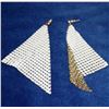 Image 1 : WHITE AND GOLD TONE METAL MESH EARRINGS