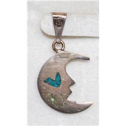 925 SILVER AND TURQUOISE MOON PENDANT