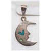 Image 1 : 925 SILVER AND TURQUOISE MOON PENDANT