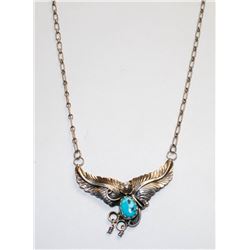 18" 925 SILVER AND TURQUOISE NECKLACE